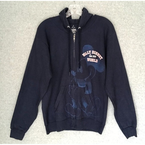 Walt Disney World Mickey Mouse Hoodie Full Zip "Est 1971 Logo" Blue size Small - Picture 1 of 5